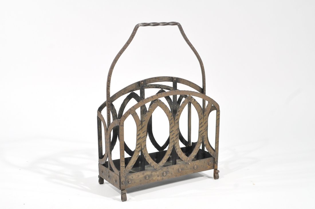 GERMAN WROUGHT IRON MAGAZINE RACK (1 of 9)
