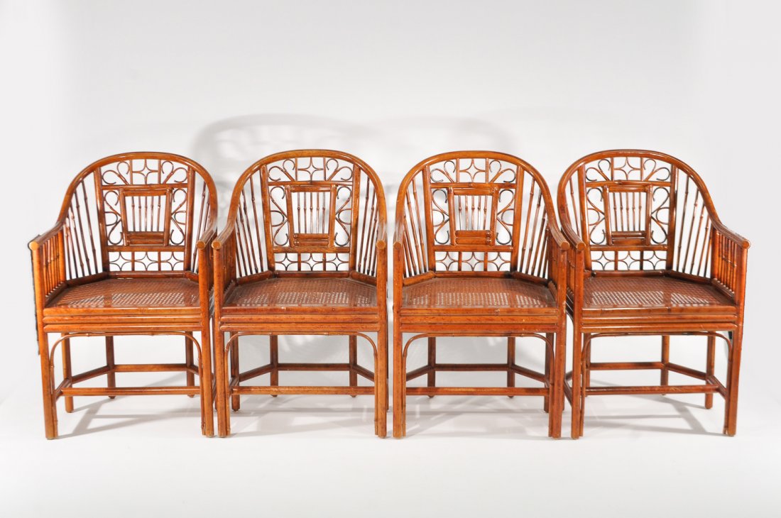 (4) SET OF RATTAN AND CANE ARMCHAIRS (1 of 10)