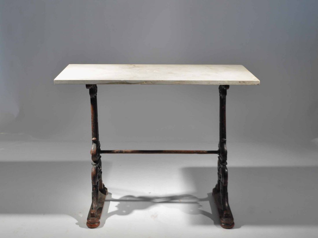 MARBLE TOP IRON BASE CONSOLE TABLE (1 of 9)