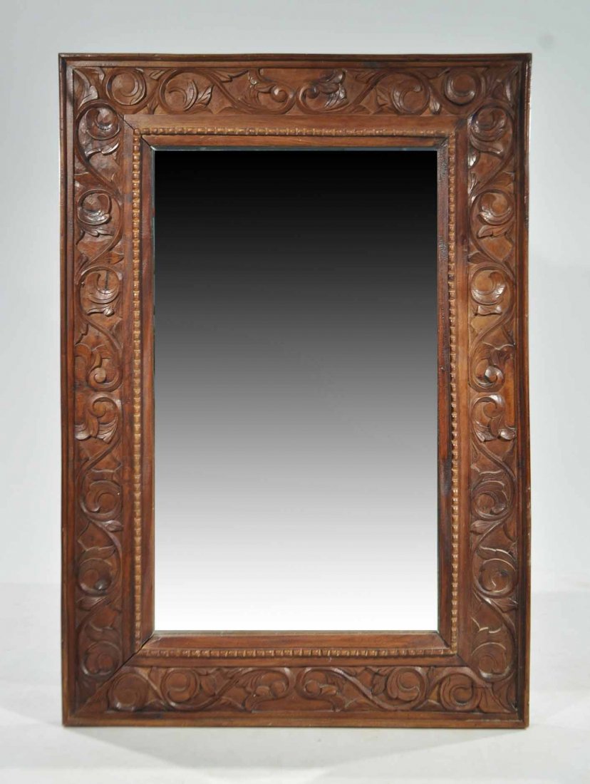 ENGLISH CARVED WOODEN MIRROR (1 of 7)