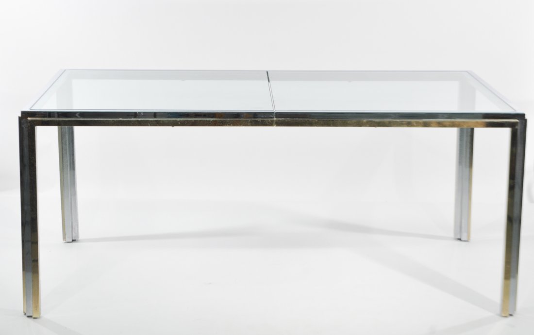 MILO BAUGHMAN STYLE BRASS & CHROME DINING TABLE (1 of 9)