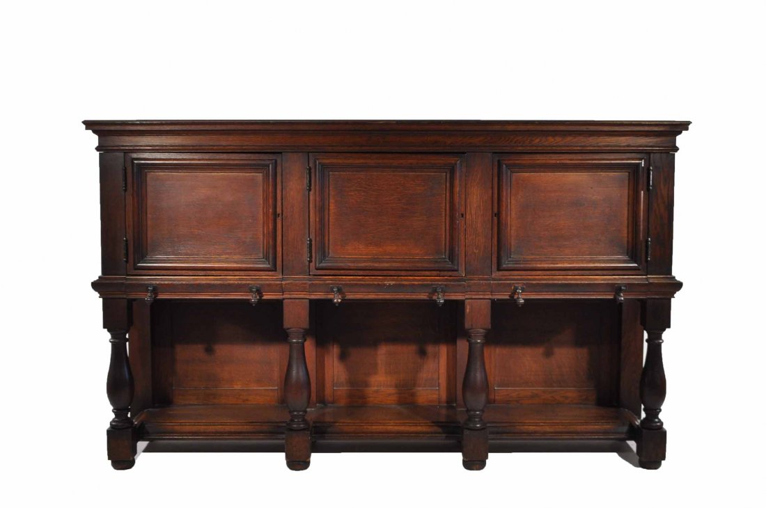 ANTIQUE ENGLISH OAK SIDEBOARD CABINET (1 of 10)