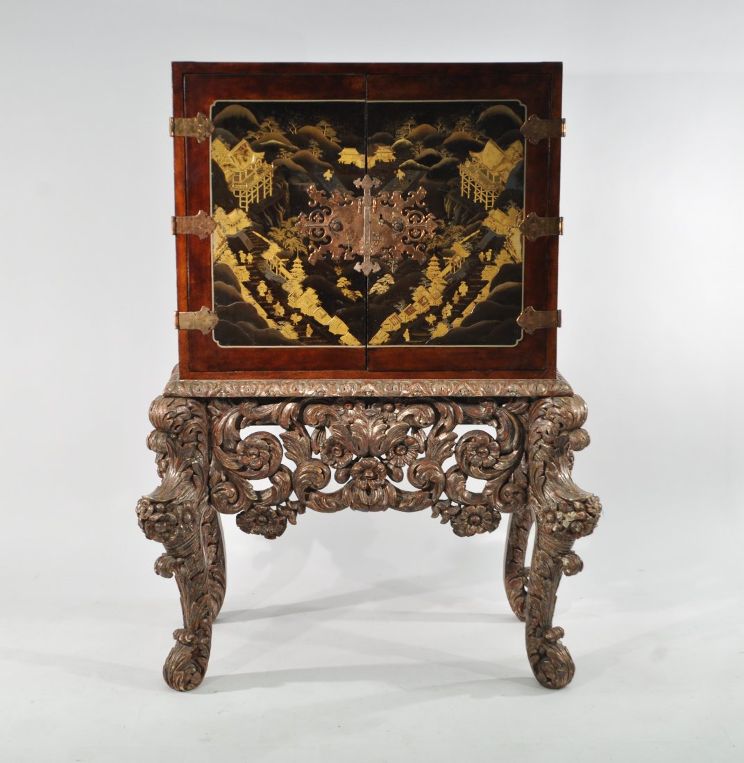 18TH C. JAPANESE LACQUERED CABINET W/ STAND (1 of 10)