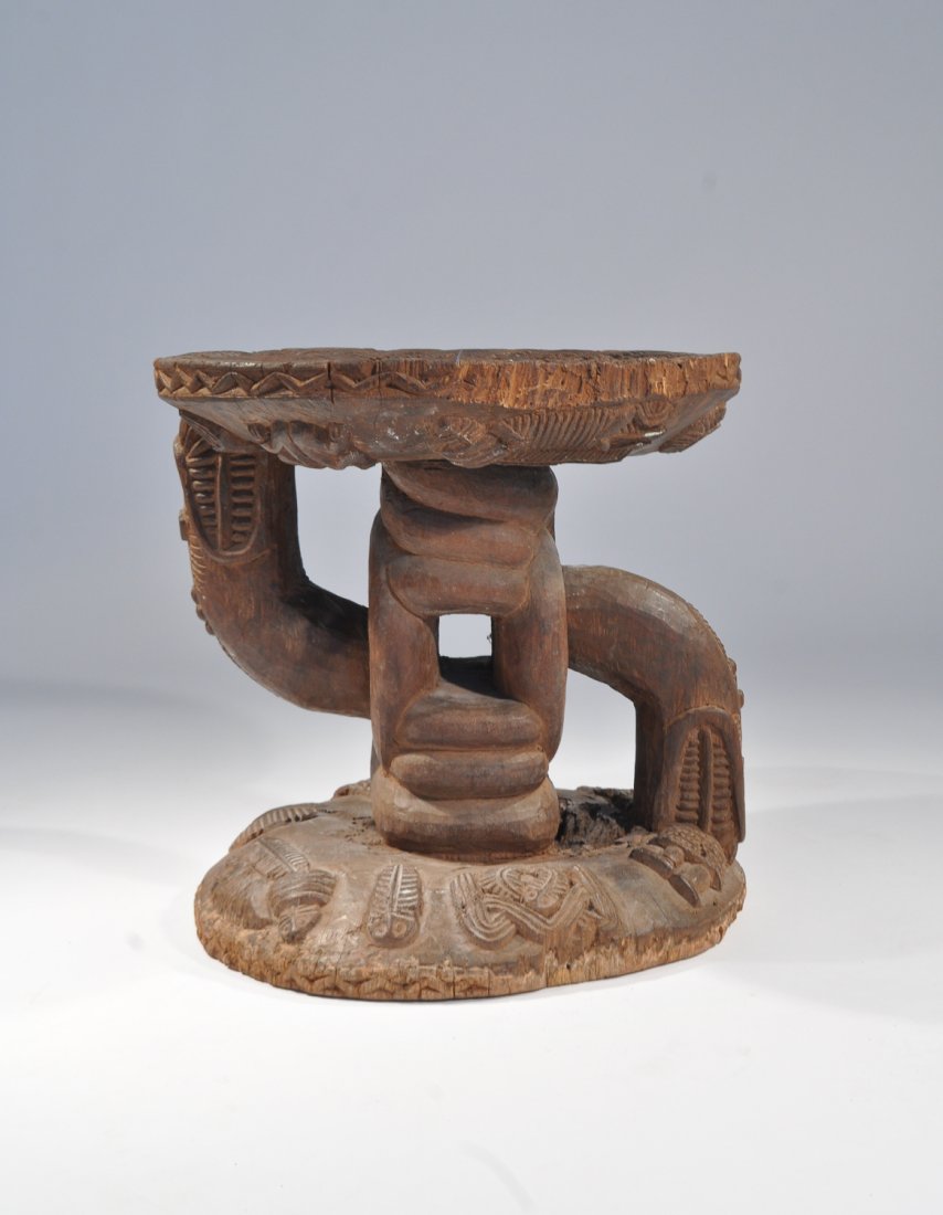 A RARE BENIN ROYAL STOOL (1 of 10)