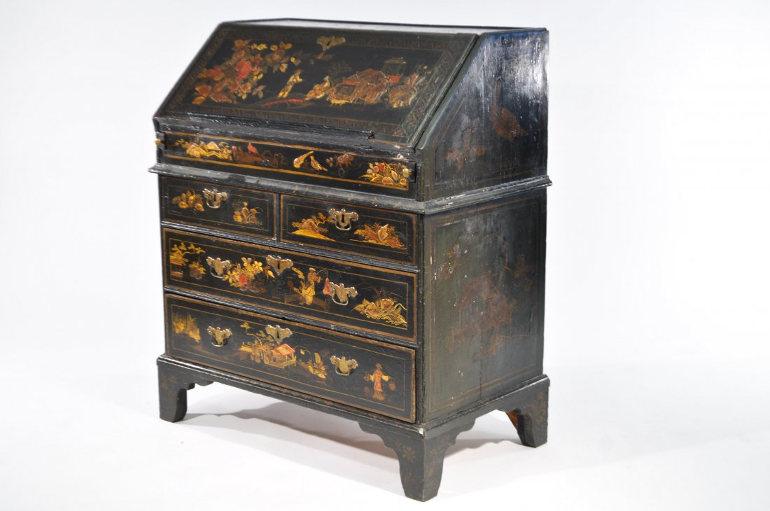 19TH C. ENGLISH CHINOISERIE SECRETARY DESK (1 of 8)