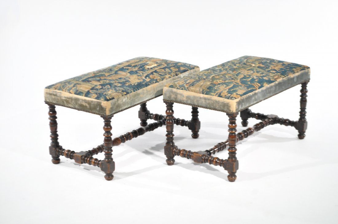 A PAIR OF WILLIAM AND MARY STYLE STOOLS (1 of 9)