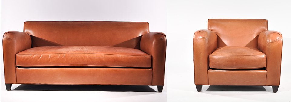 DONGHIA COGNAC LEATHER SOFA & CLUB CHAIR (1 of 10)