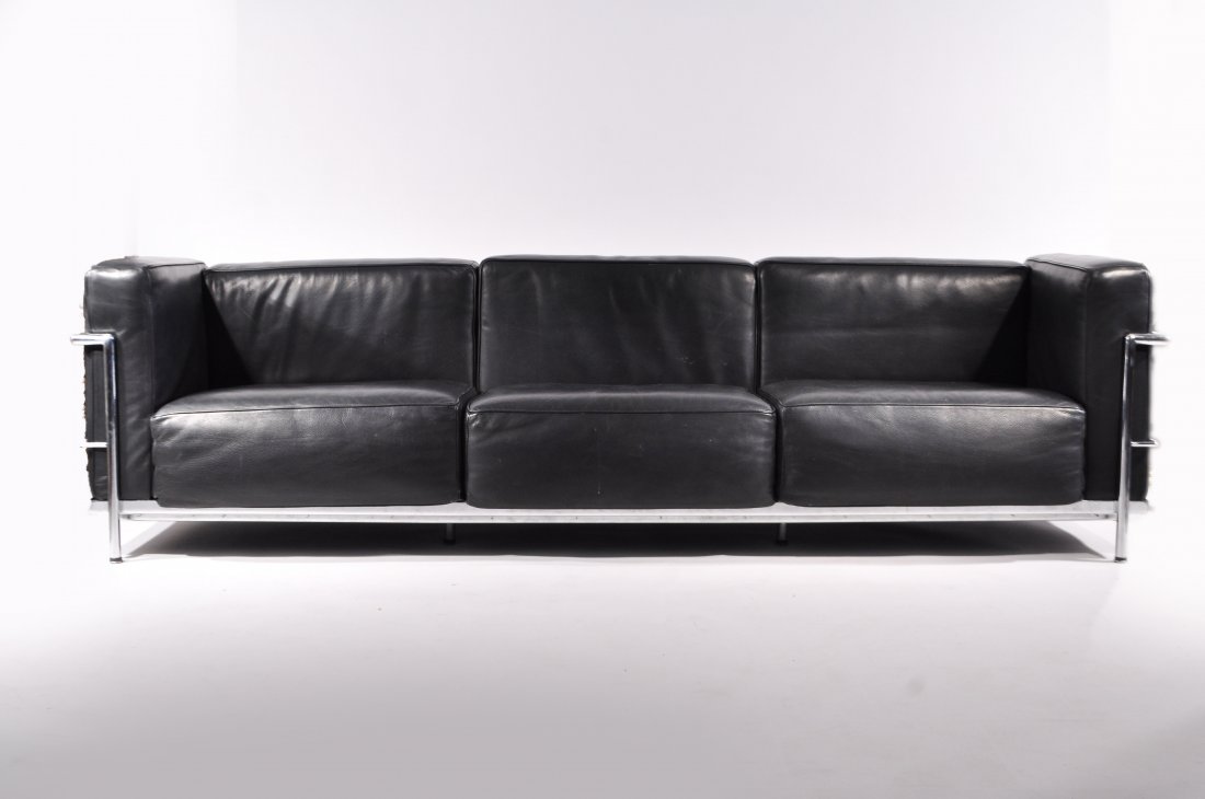 LE CORBUSIER STYLE LARGE LEATHER SOFA (1 of 6)