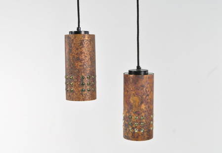 NANNY STILL; RAAK PAIR OF PENDANT LAMPS: Nanny Still for Raak, AmsterdamDimensions: H 8.5" x Dia. 4"Condition: good, some small dents