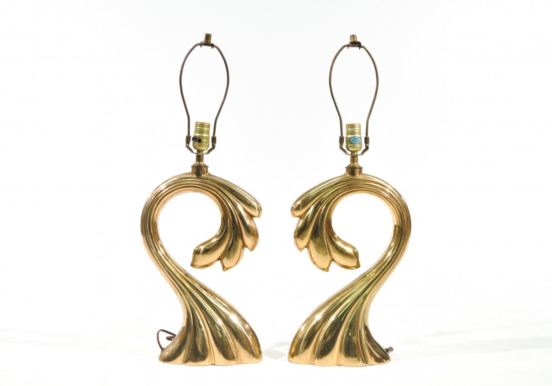 PIERRE CARDIN (ATTR.) PAIR OF BRASS TABLE LAMPS (1 of 9)