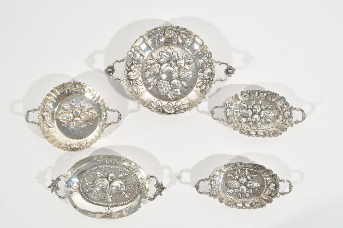 GROUPING OFCONTINENTAL SILVER REPOUSSE DISHES (1 of 10)