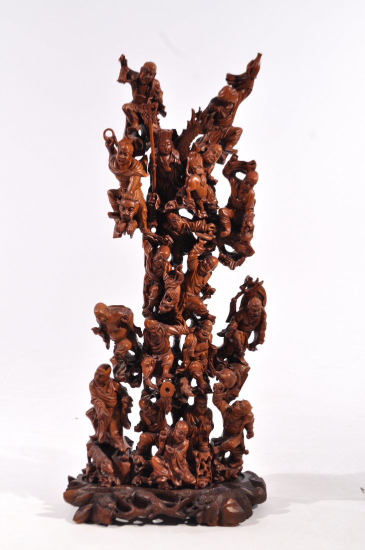 CHINESE CARVED  WOODEN STATUE (1 of 10)