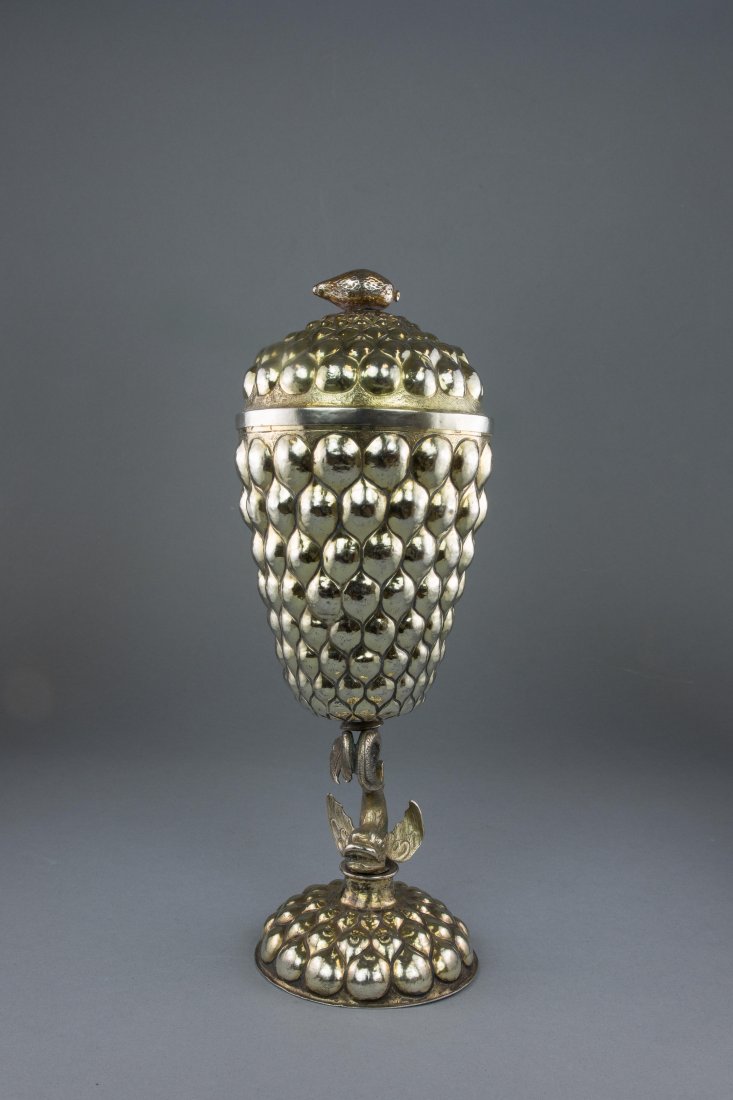 GERMAN SILVER GOBLET-FORM ETROG CONTAINER (1 of 7)
