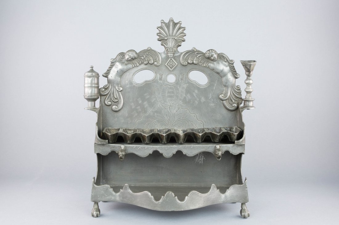 GERMAN PEWTER CHANUKAH LAMP (1 of 2)