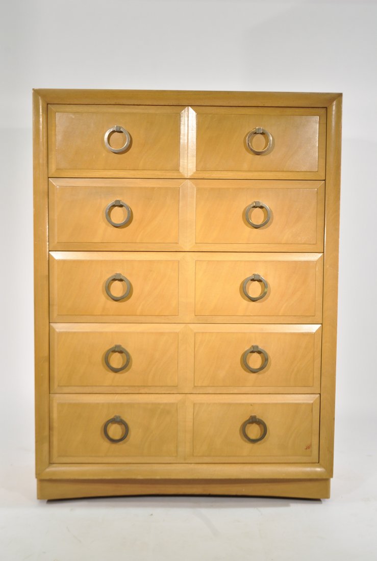ROBSJOHN GIBBINGS; WIDDICOMB TALL CHEST: Dimensions: H 50" x W 36" x D 20.5"Condition: good, some wear to finish from use, one drawer with 2" to front panel