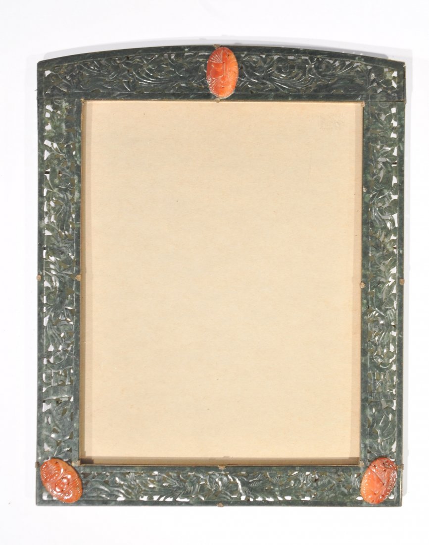 CHINESE CARVED JADE & AGATE PICTURE FRAME (1 of 7)