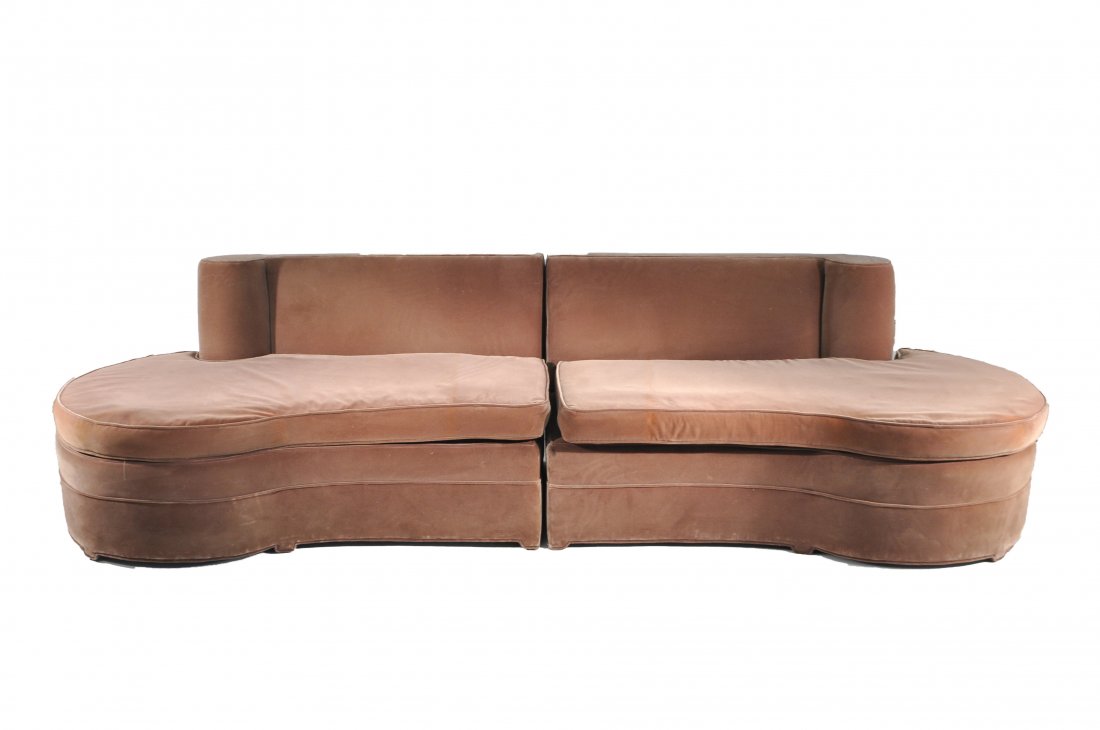 MID-CENTURY SECTIONAL VELOUR SOFA (1 of 8)