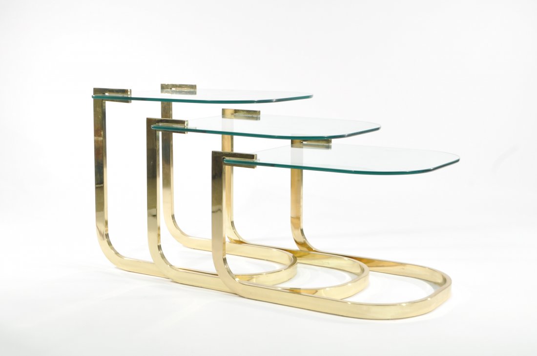 (3) MID-CENTURY DIA BRASS NESTING TABLES (1 of 10)