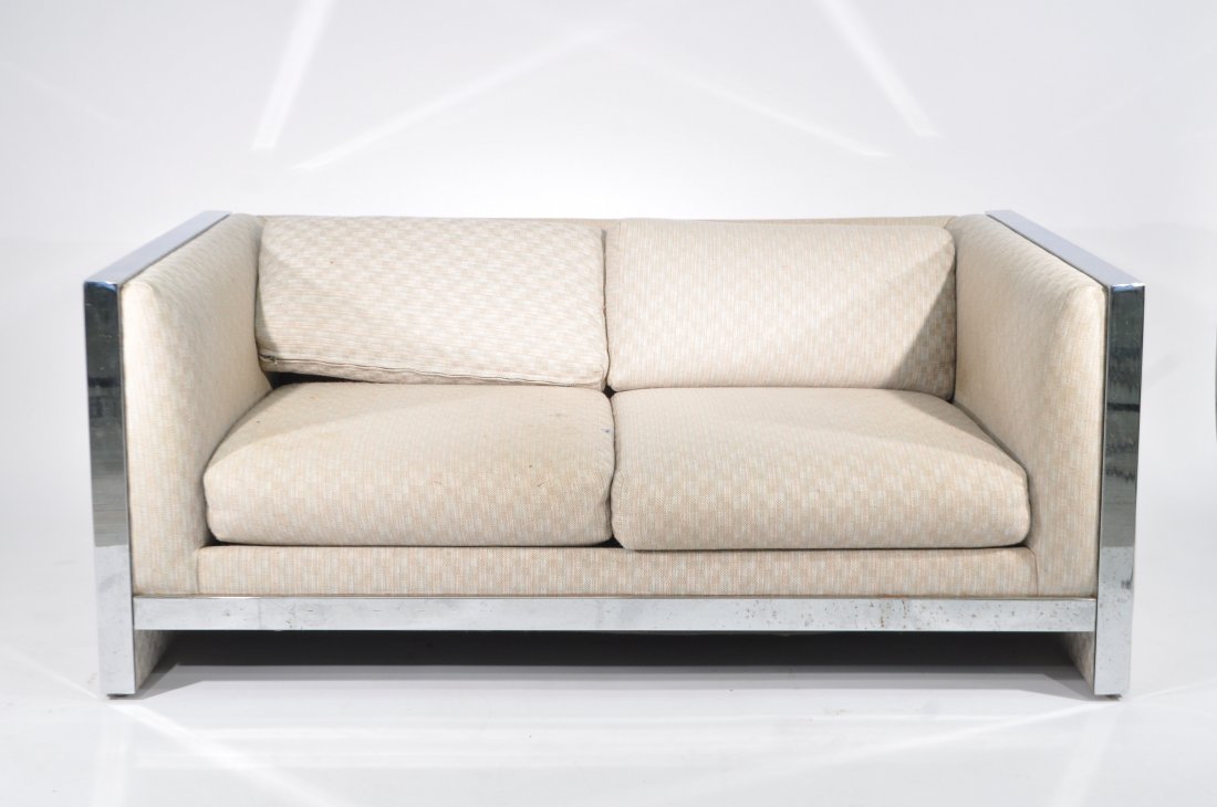 MILO BAUGHMAN CHROME MID-CENTURY LOVESEAT (1 of 9)