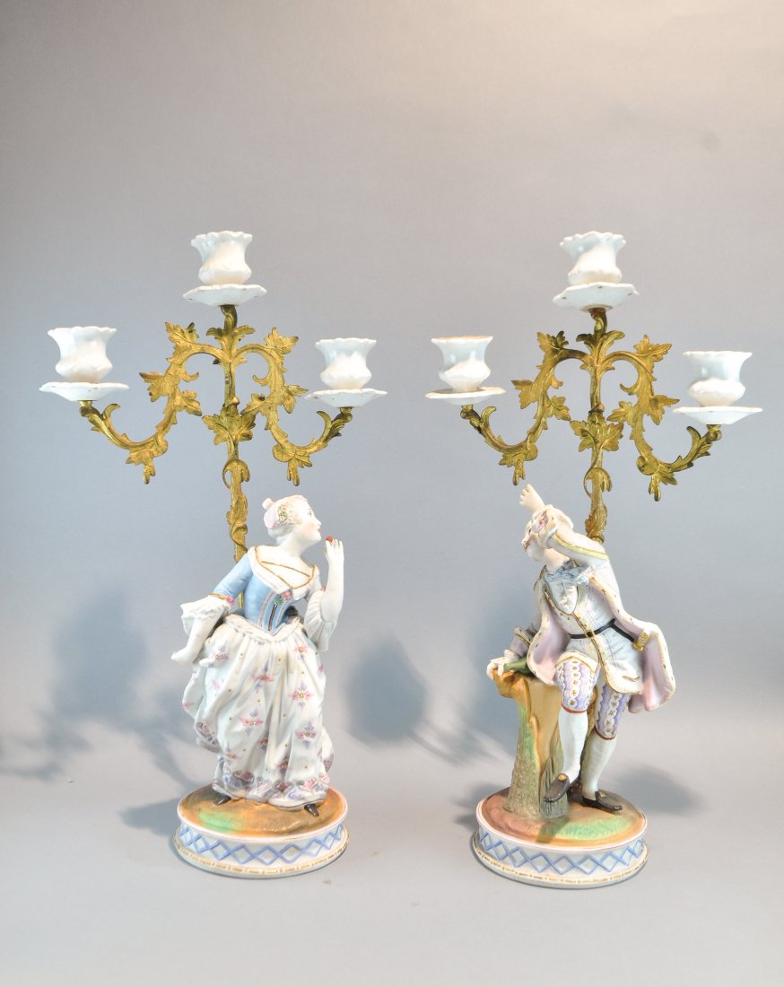PAIR OF PORCELAIN FIGURAL CANDLE HOLDERS (1 of 10)