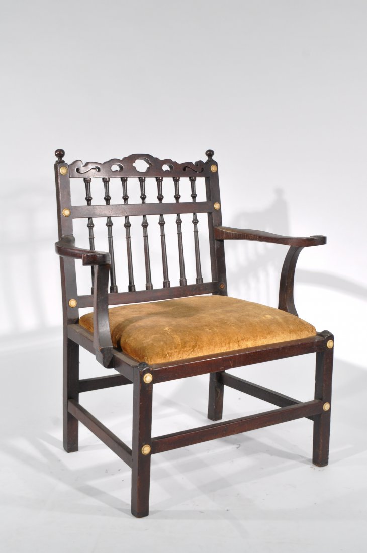 ENGLISH SPINDLEBACK CHIPPENDALE ARMCHAIR (1 of 10)