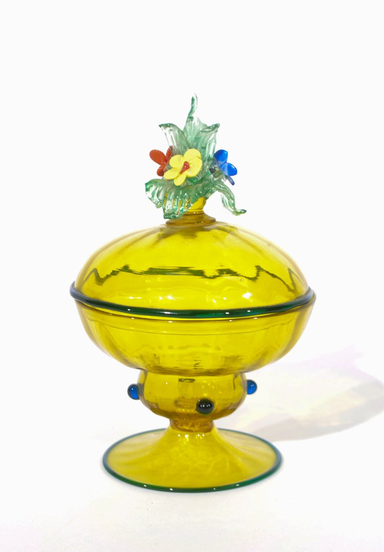 ITALIAN GLASS LIDDED COMPOTE (1 of 8)