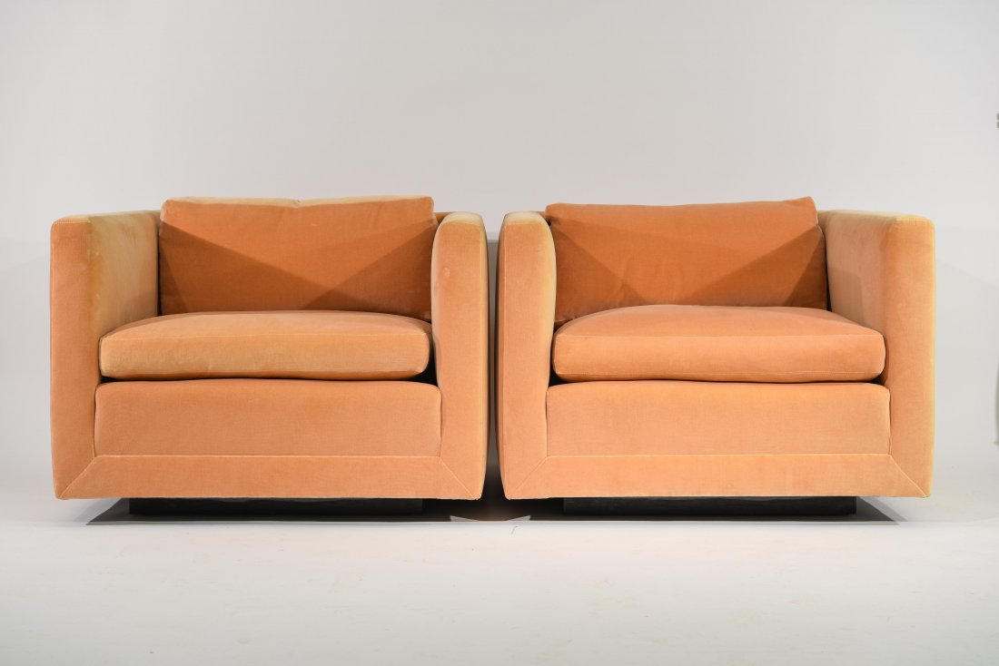 PAIR OF MILO BAUGHMAN STYLE CUBE CHAIRS (1 of 7)
