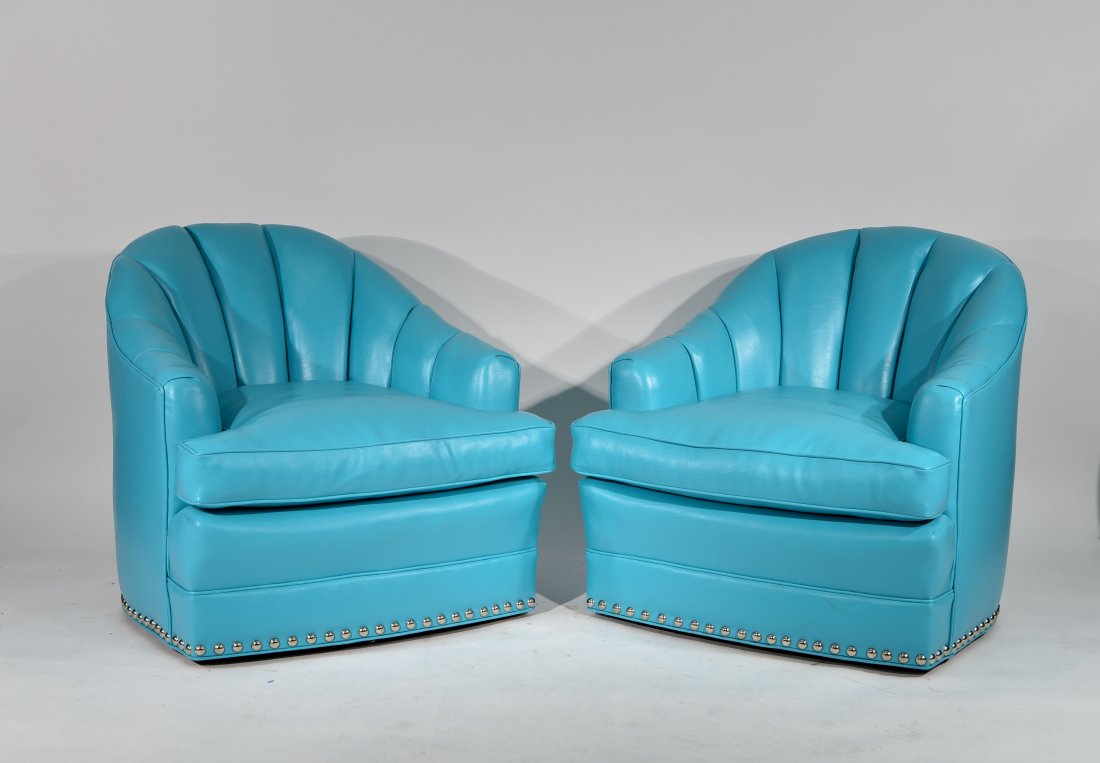 PAIR OF TURQUOISE WARD BENNETT STYLE CHAIRS (1 of 10)