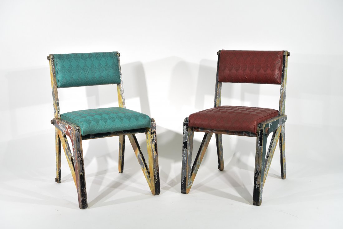 PAIR OF JEAN PROUVE STYLE CHAIRS (1 of 8)