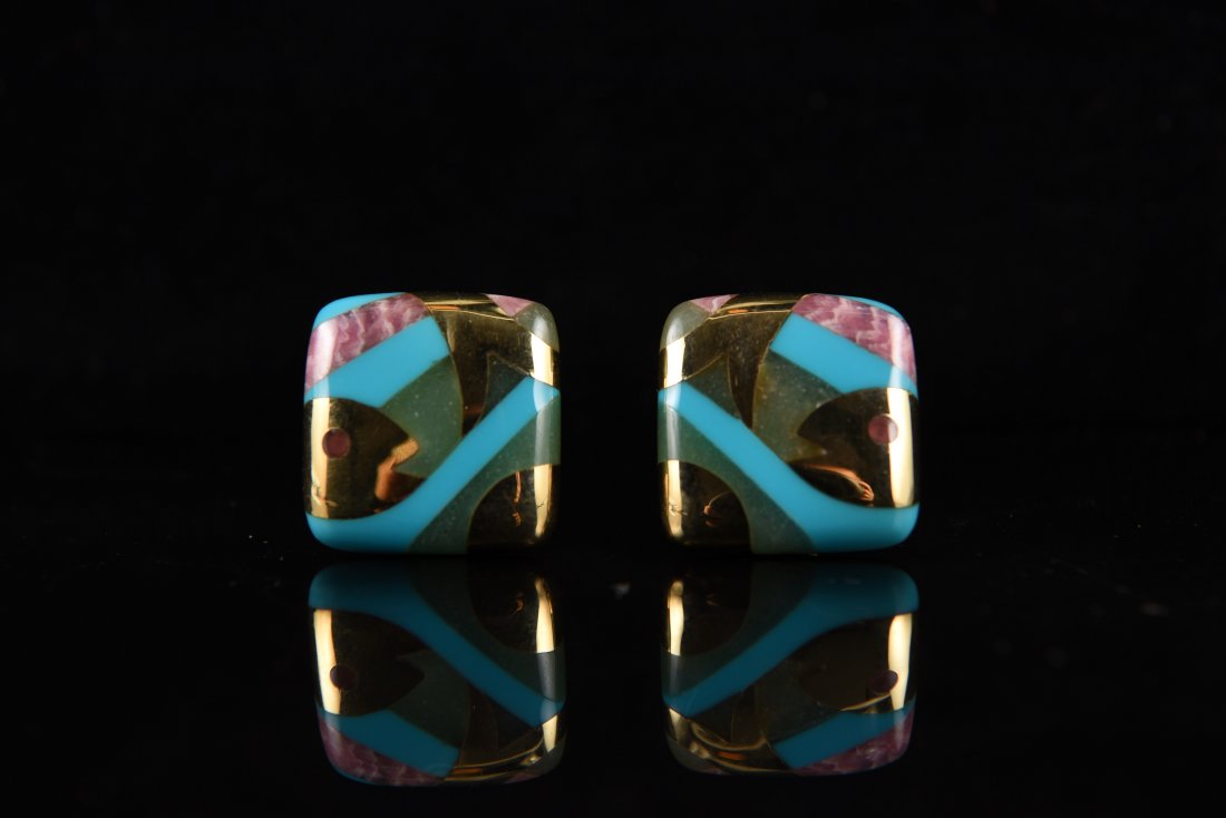 ASCH GROSSBARDT 14K GOLD & STONE EARRINGS (1 of 3)