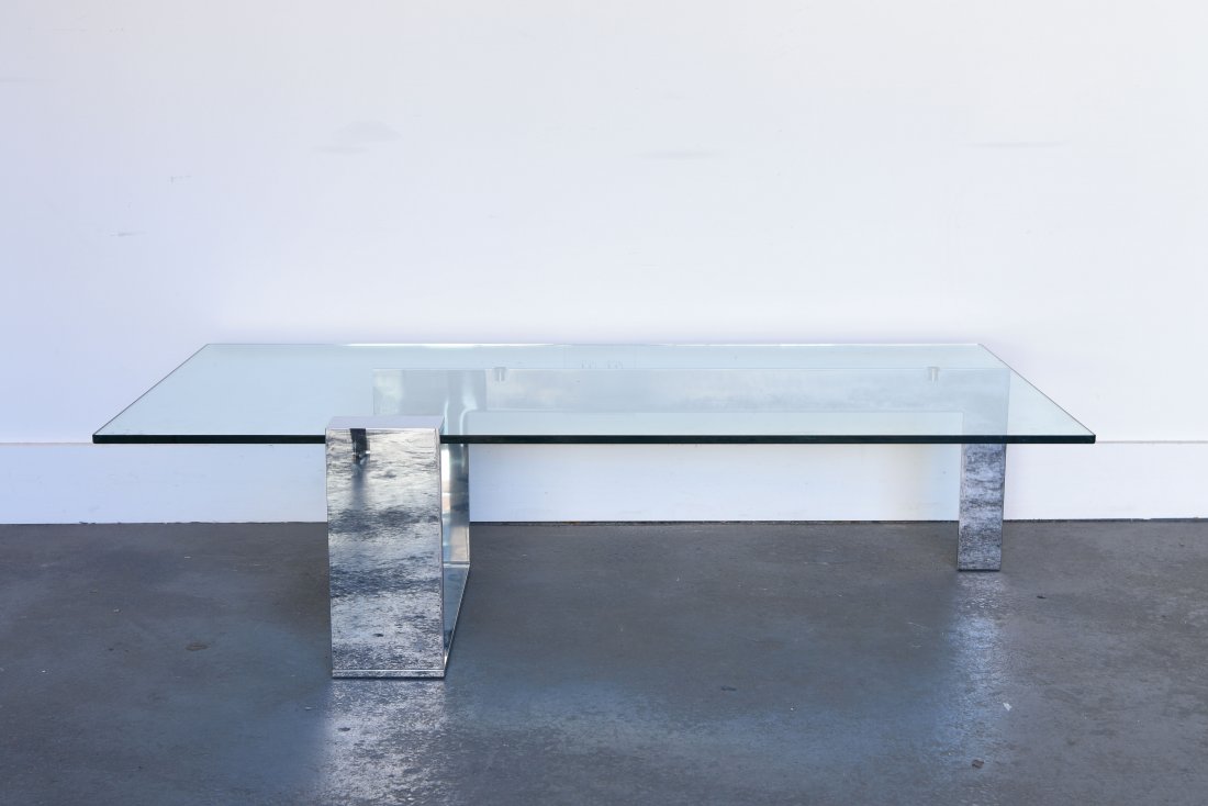CHROME GLASS TOP COFFEE TABLE (1 of 7)