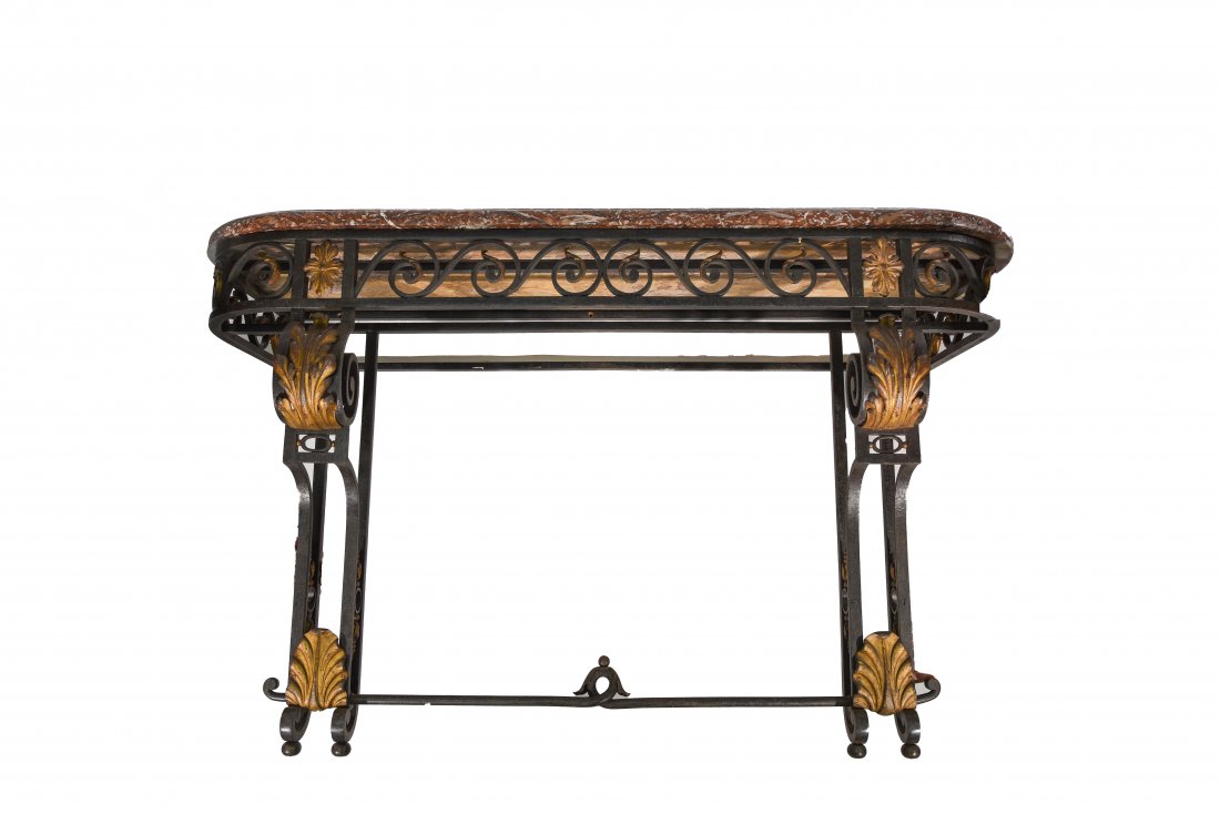 CONTINENTAL STYLE WROUGHT MARBLE CONSOLE TABLE (1 of 10)