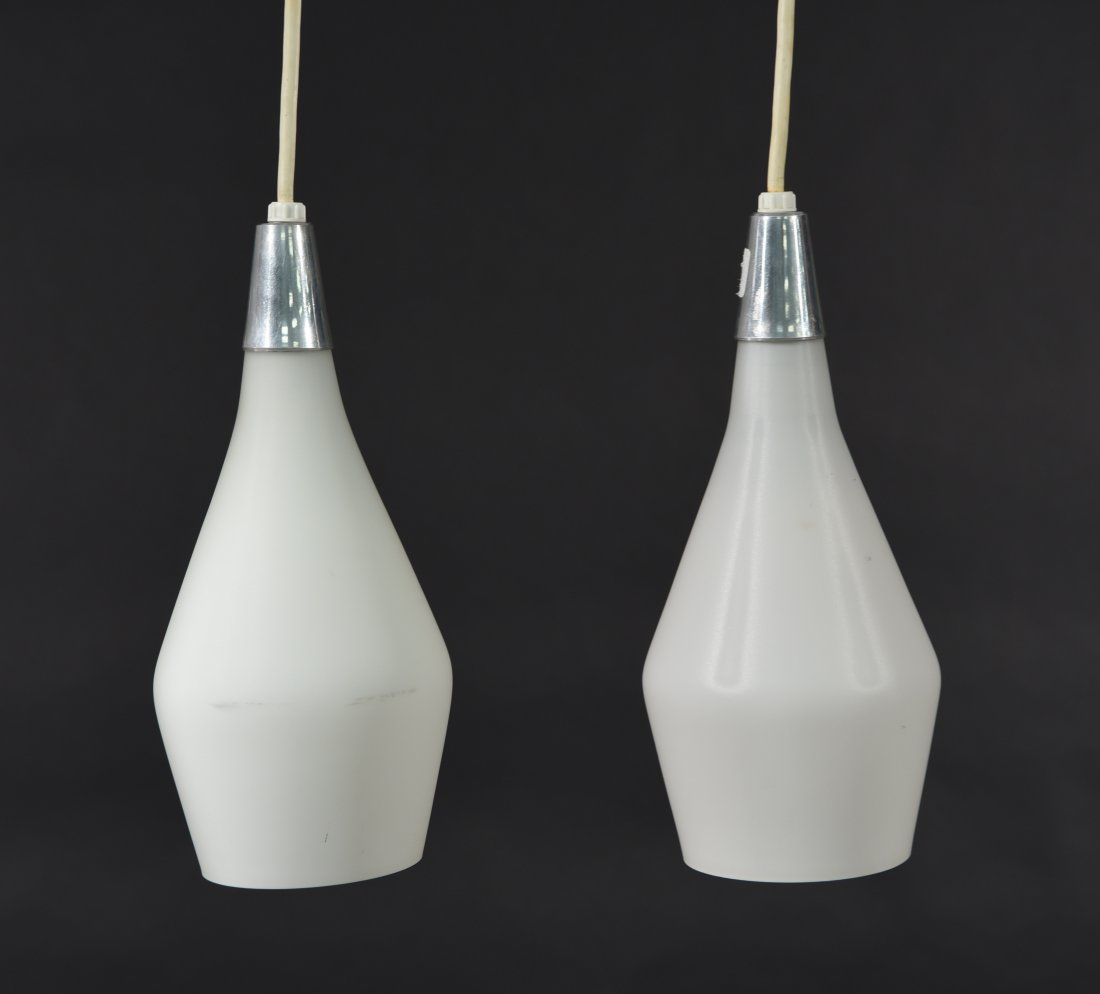 PAIR OF MID-CENTURY FINNISH FROSTED GLASS PENDANTS (1 of 6)
