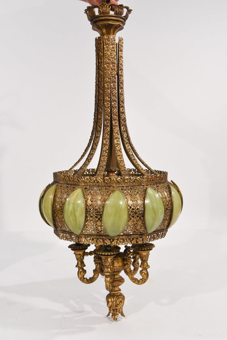 HOLLYWOOD REGENCY STYLE PIERCED METAL CHANDELIER (1 of 9)