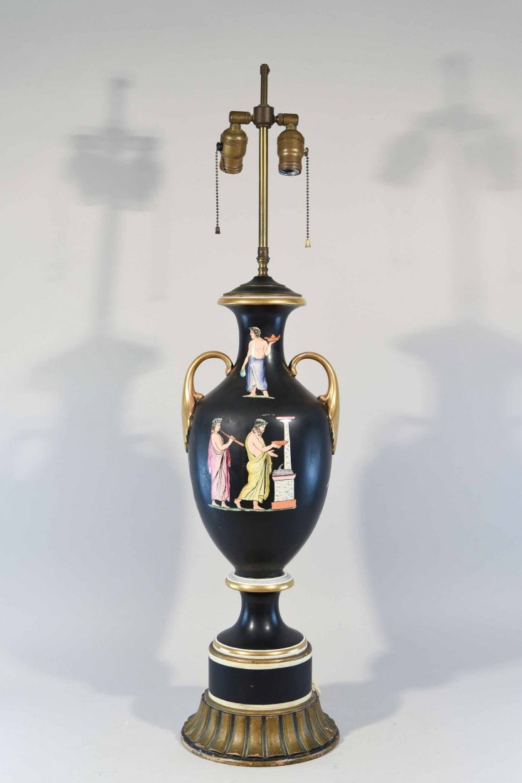 PORCELAIN PAINTED NEOCLASSICAL STYLE LAMP (1 of 10)