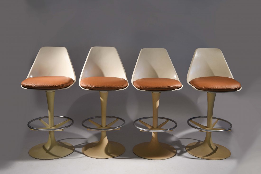 (4) BURKE MID-CENTURY TULIP BAR STOOLS (1 of 10)