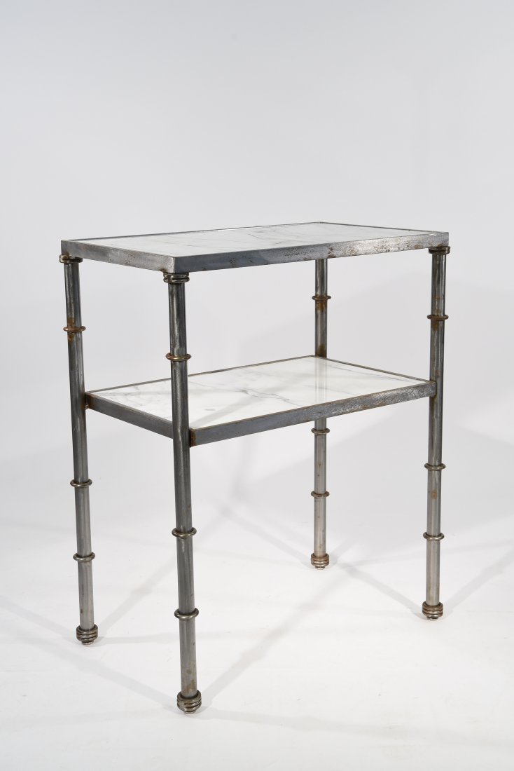 TWO-TIER MODERN STEEL & MARBLE TABLE (1 of 9)