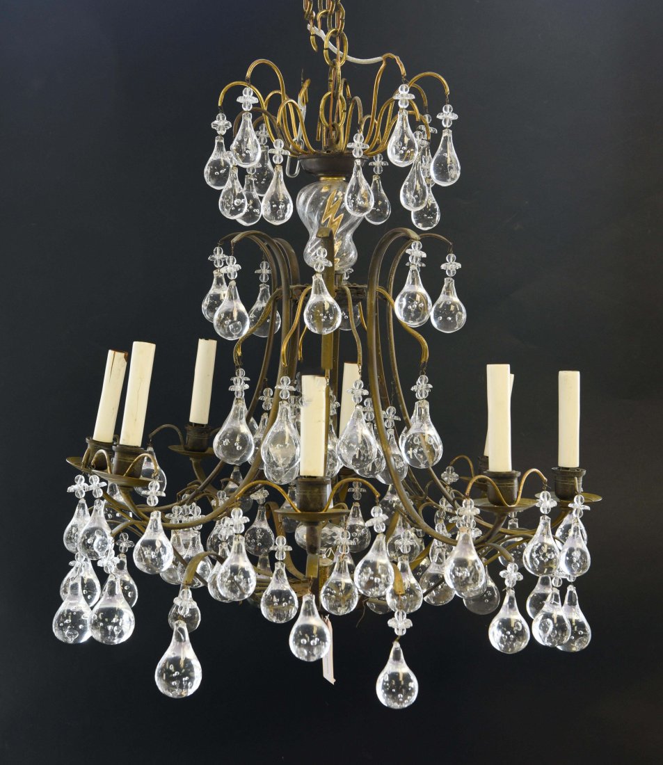 SWEDISH ORREFORS BRASS & CRYSTAL CHANDELIER (1 of 10)