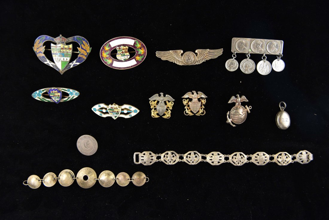 STERLING SILVER MILITARY JEWELRY GROUPING (1 of 8)