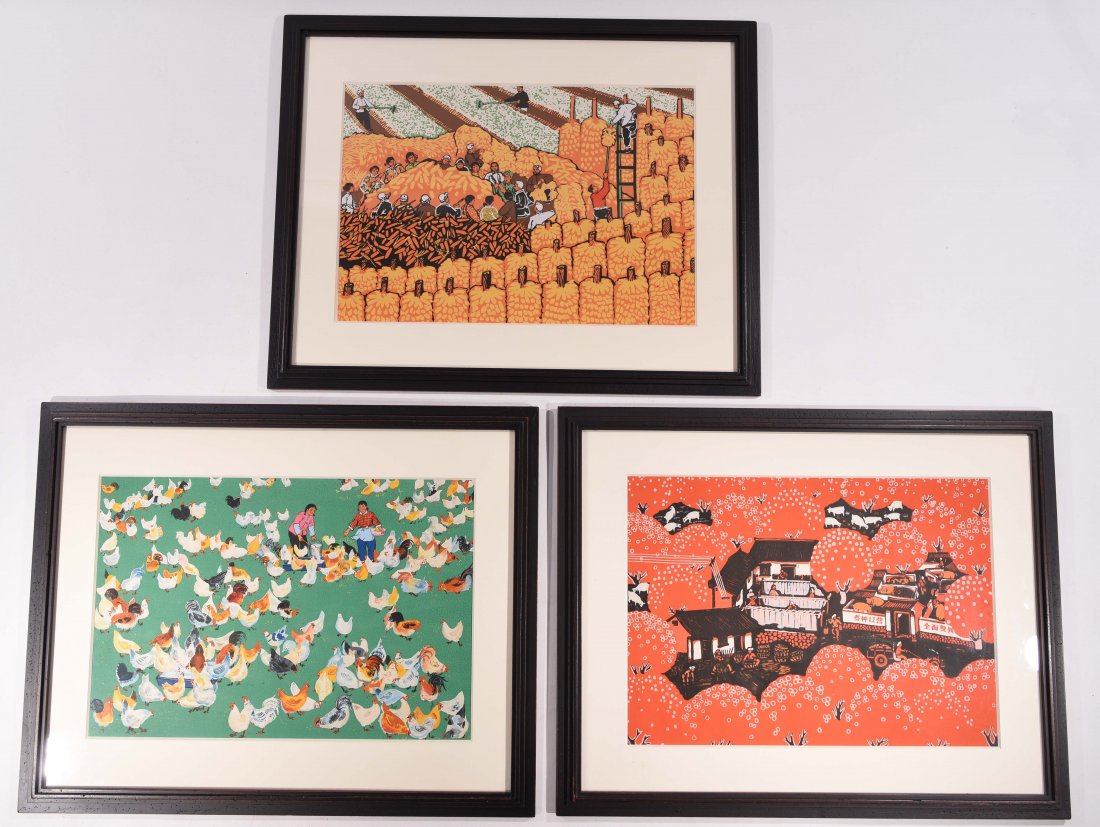 (3) CHINESE PEASANT FARMER PRINTS (1 of 9)