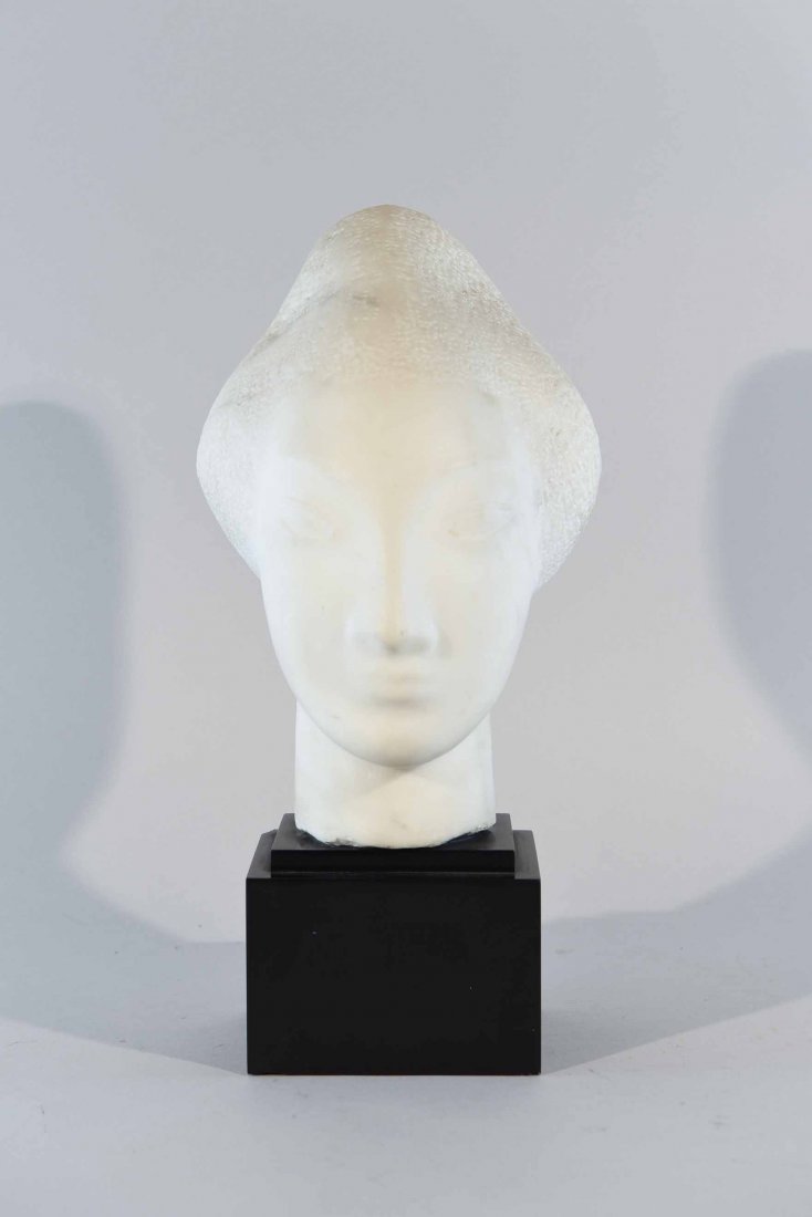 CARVED STONE HEAD SCULPTURE (1 of 7)