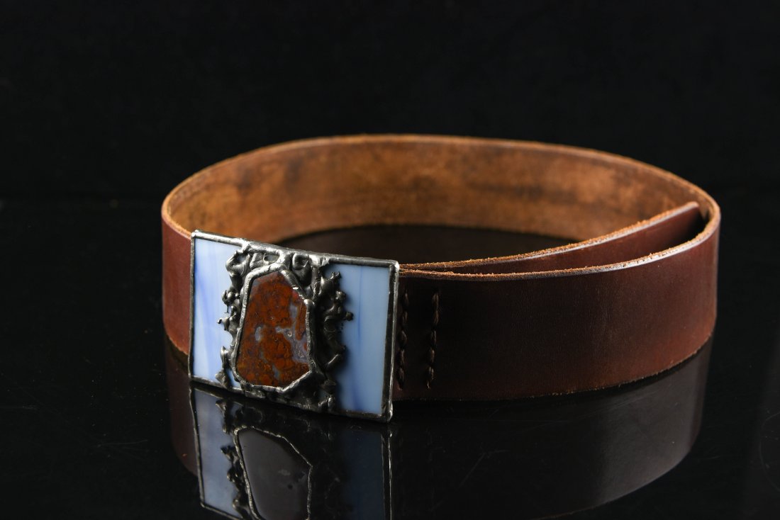 BELT WITH AGATE & SILVER BUCKLE (1 of 6)