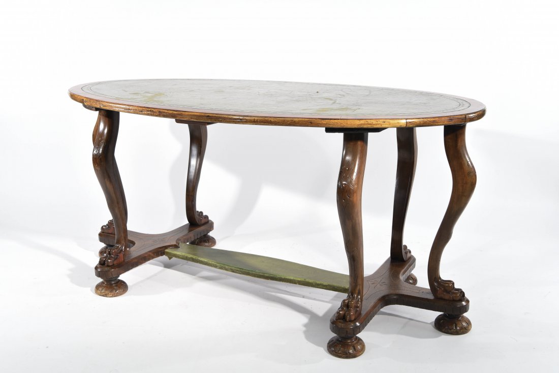 VICTORIAN LEATHER-TOP WRITING DESK (1 of 9)