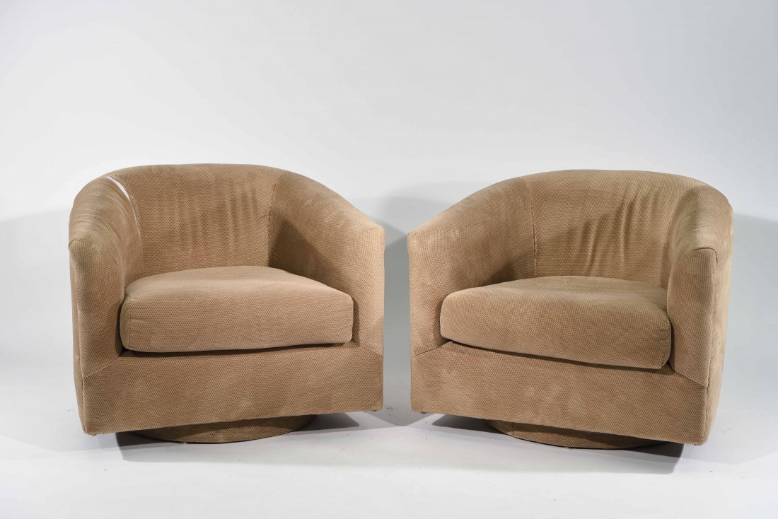PAIR OF SWIVEL CHAIRS MANNER OF MILO BAUGHMAN (1 of 9)
