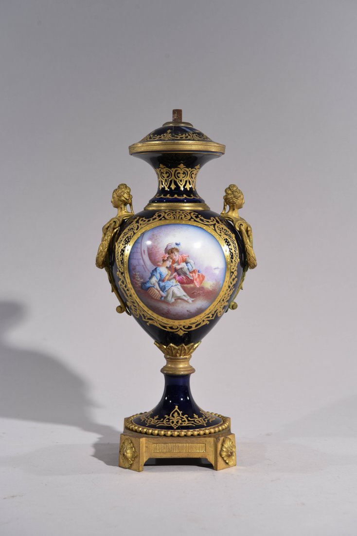 SEVRES PORCELAIN URN MOUNTED AS A LAMP (1 of 9)