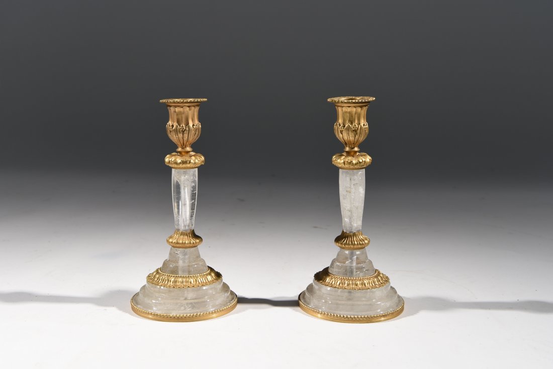 PAIR OF ROCK CRYSTAL CANDLESTICKS (1 of 7)