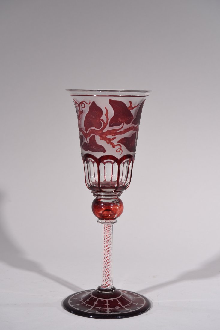 LARGE BOHEMIAN GLASS GOBLET (1 of 6)