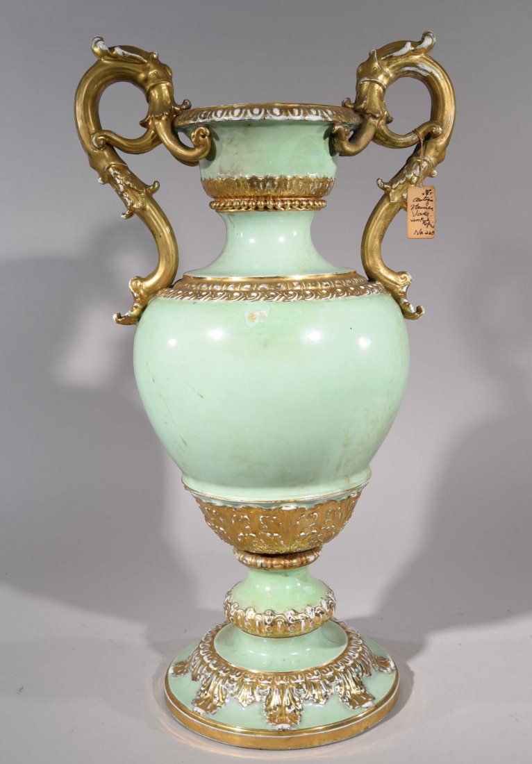 MEISSEN LARGE GREEN VASE (1 of 9)