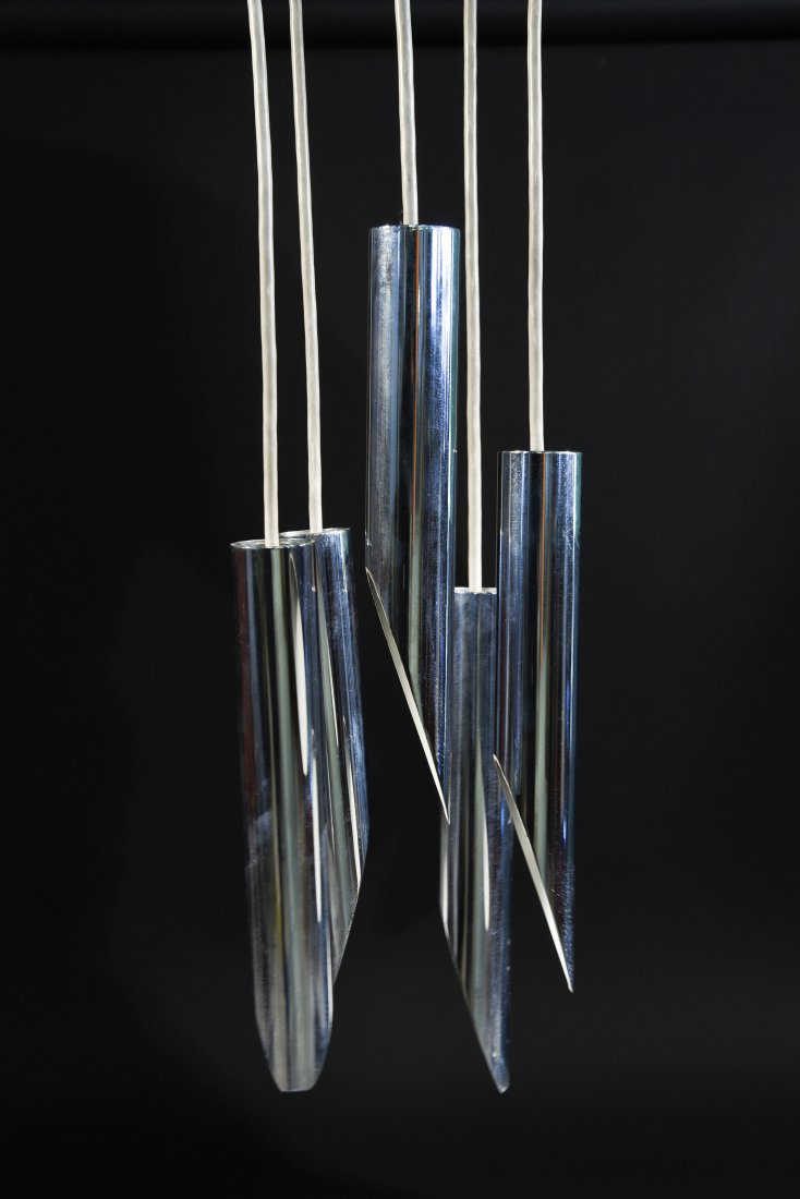 SONNEMAN CHROME CHANDELIER: Dimensions: H 33" x D 9" Condition: Good.