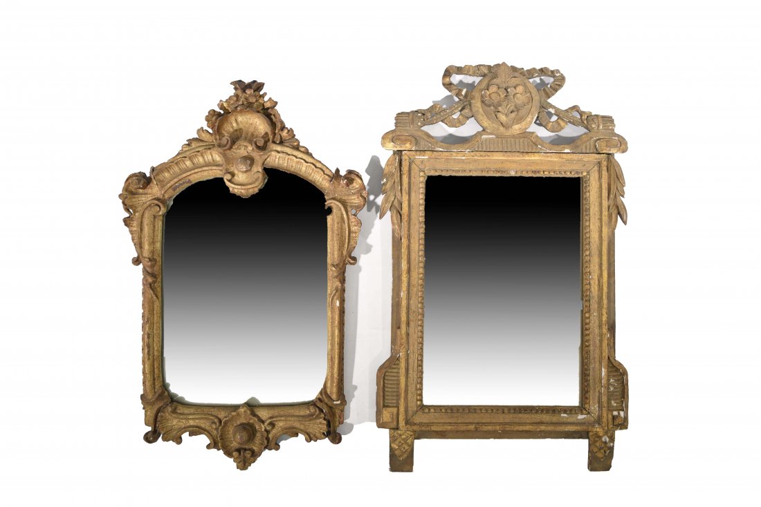 TWO ANTIQUE CONTINENTAL GOLD GILDED MIRRORS (1 of 8)